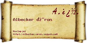 Albecker Áron névjegykártya